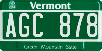VT license plate AGC878