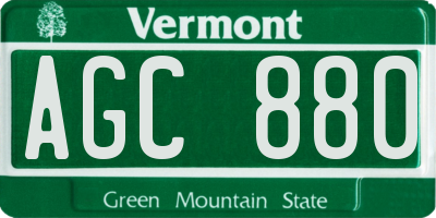 VT license plate AGC880