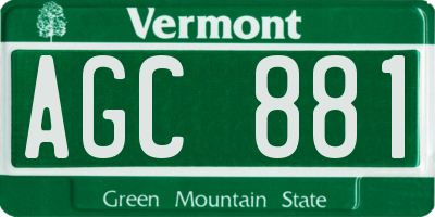 VT license plate AGC881