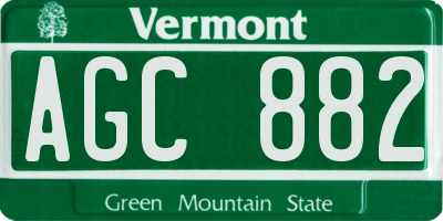 VT license plate AGC882