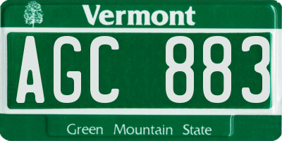 VT license plate AGC883