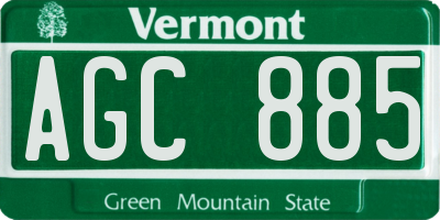 VT license plate AGC885