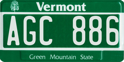 VT license plate AGC886