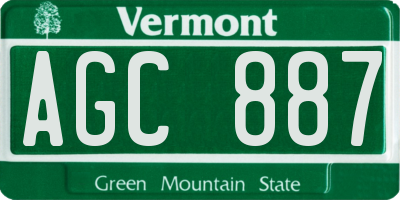 VT license plate AGC887