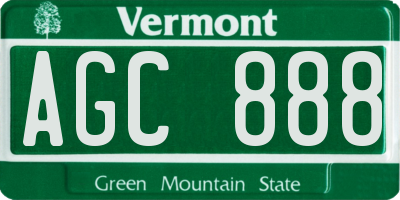 VT license plate AGC888