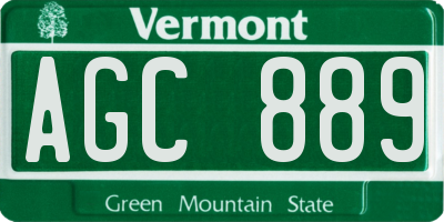 VT license plate AGC889