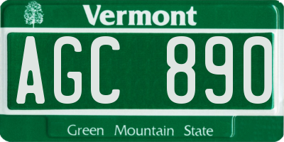 VT license plate AGC890