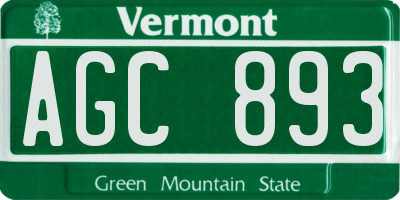 VT license plate AGC893