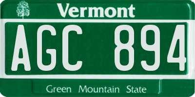 VT license plate AGC894