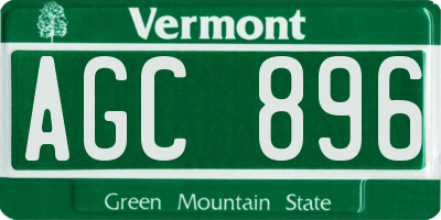 VT license plate AGC896