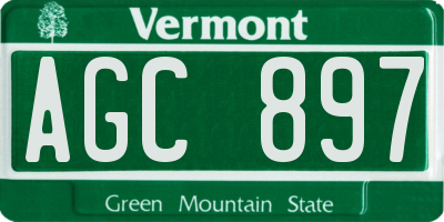 VT license plate AGC897