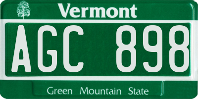 VT license plate AGC898