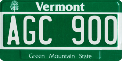 VT license plate AGC900
