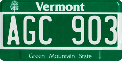 VT license plate AGC903
