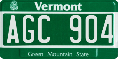 VT license plate AGC904