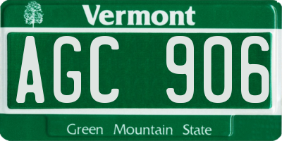 VT license plate AGC906