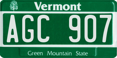 VT license plate AGC907