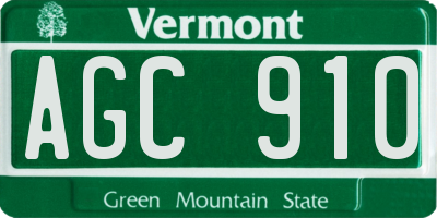VT license plate AGC910