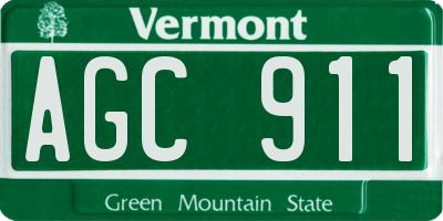 VT license plate AGC911