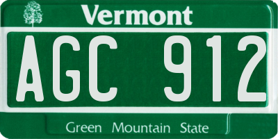 VT license plate AGC912