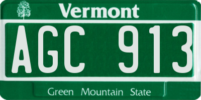 VT license plate AGC913