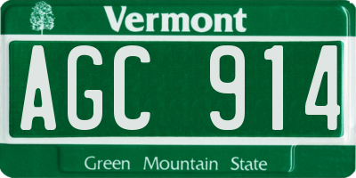 VT license plate AGC914