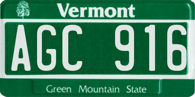 VT license plate AGC916