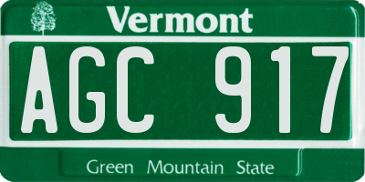 VT license plate AGC917