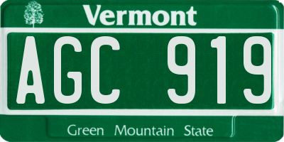 VT license plate AGC919