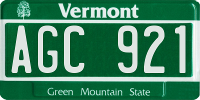 VT license plate AGC921