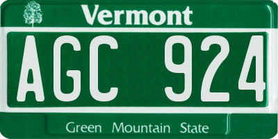 VT license plate AGC924
