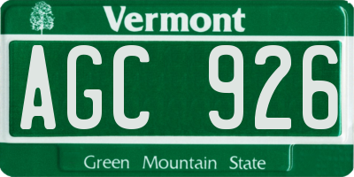 VT license plate AGC926