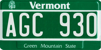 VT license plate AGC930