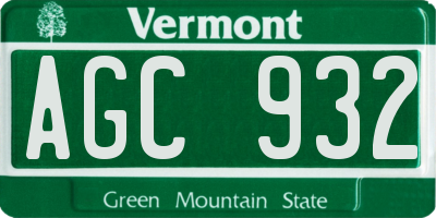 VT license plate AGC932