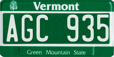VT license plate AGC935