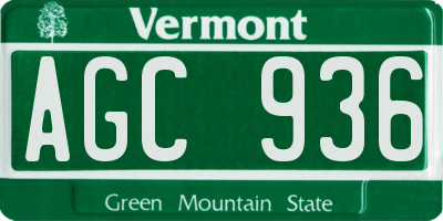 VT license plate AGC936