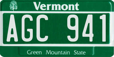 VT license plate AGC941