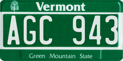 VT license plate AGC943
