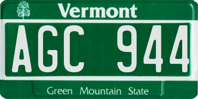 VT license plate AGC944