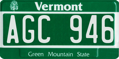 VT license plate AGC946