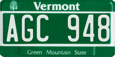 VT license plate AGC948