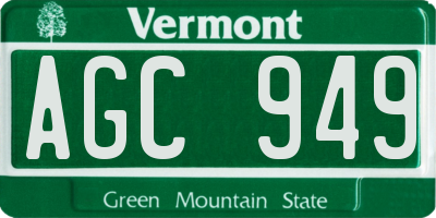 VT license plate AGC949