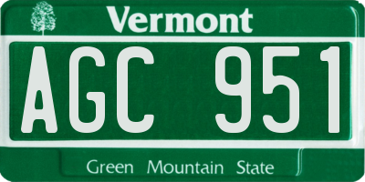 VT license plate AGC951