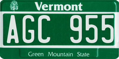 VT license plate AGC955