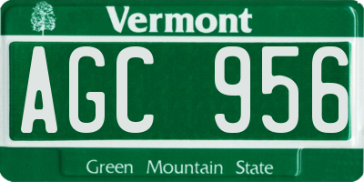 VT license plate AGC956