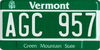 VT license plate AGC957