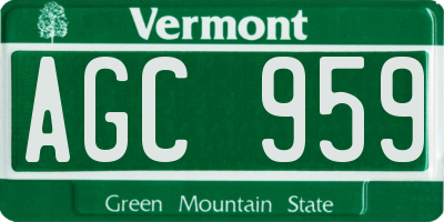 VT license plate AGC959