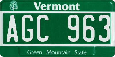 VT license plate AGC963