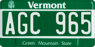 VT license plate AGC965
