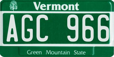 VT license plate AGC966